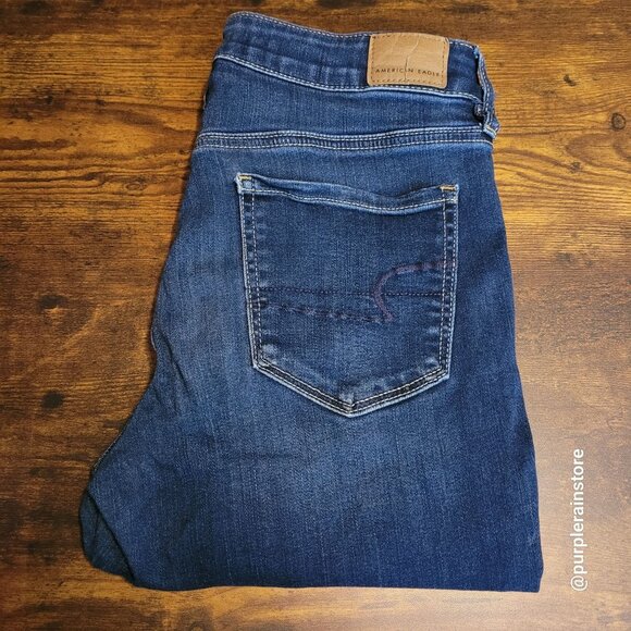 American Eagle Jeans 8 L Jegging Mid Rise Next Level Stretch Dark Wash Denim - Picture 3 of 14